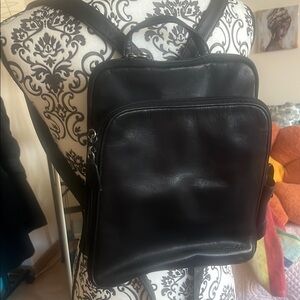 Black Leather women's Backpack